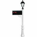 Lewiston E1 Economy Mailbox System with Fluted Base & Bayview Solar Lamp, White LPST-800-E1-SL-WHT